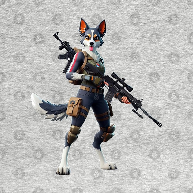 Fortnite inspired female dog warrior by The Artful Barker